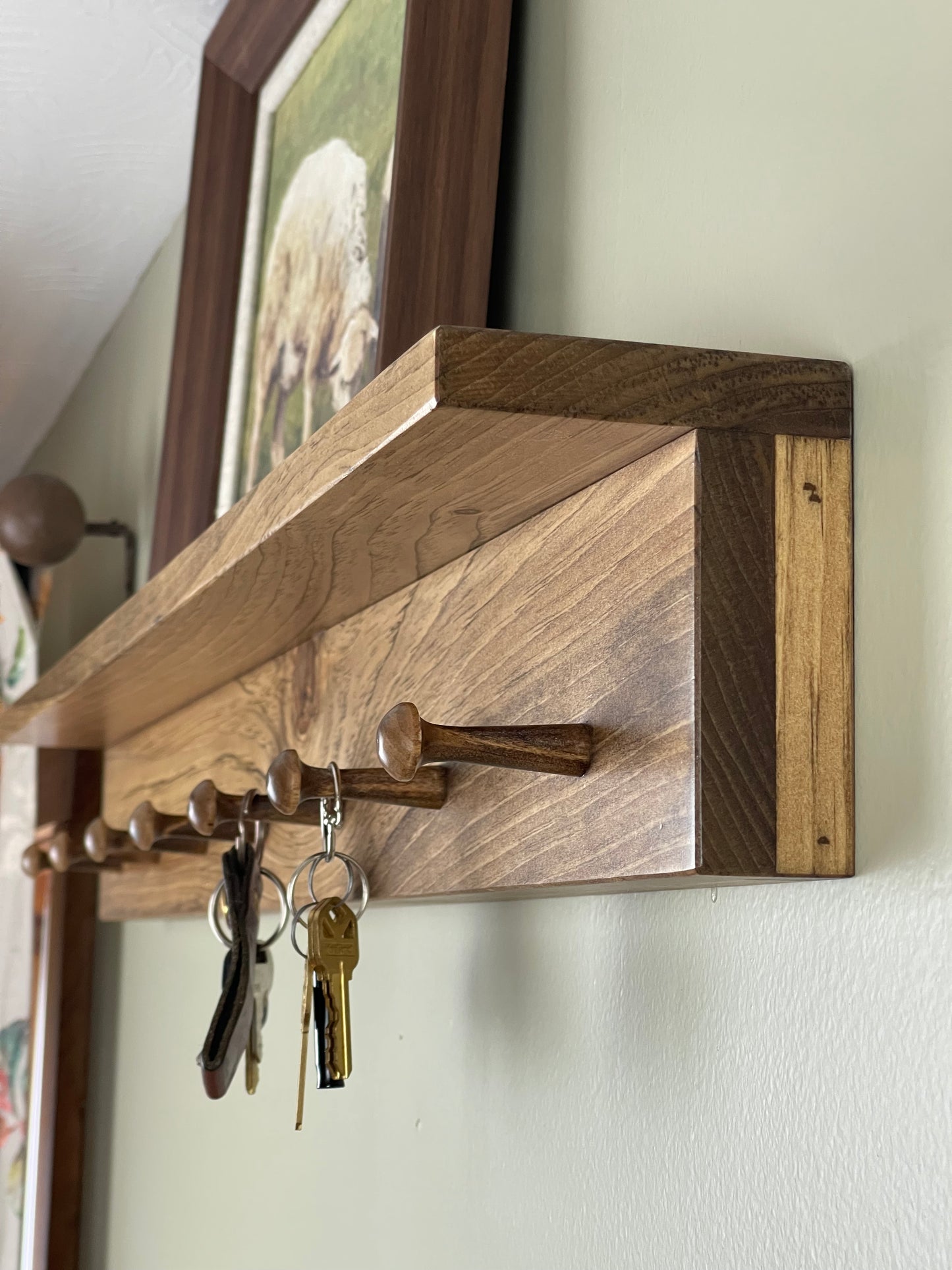 Shaker Peg Shelf, Peg Rack with ledge, Pick your color and size