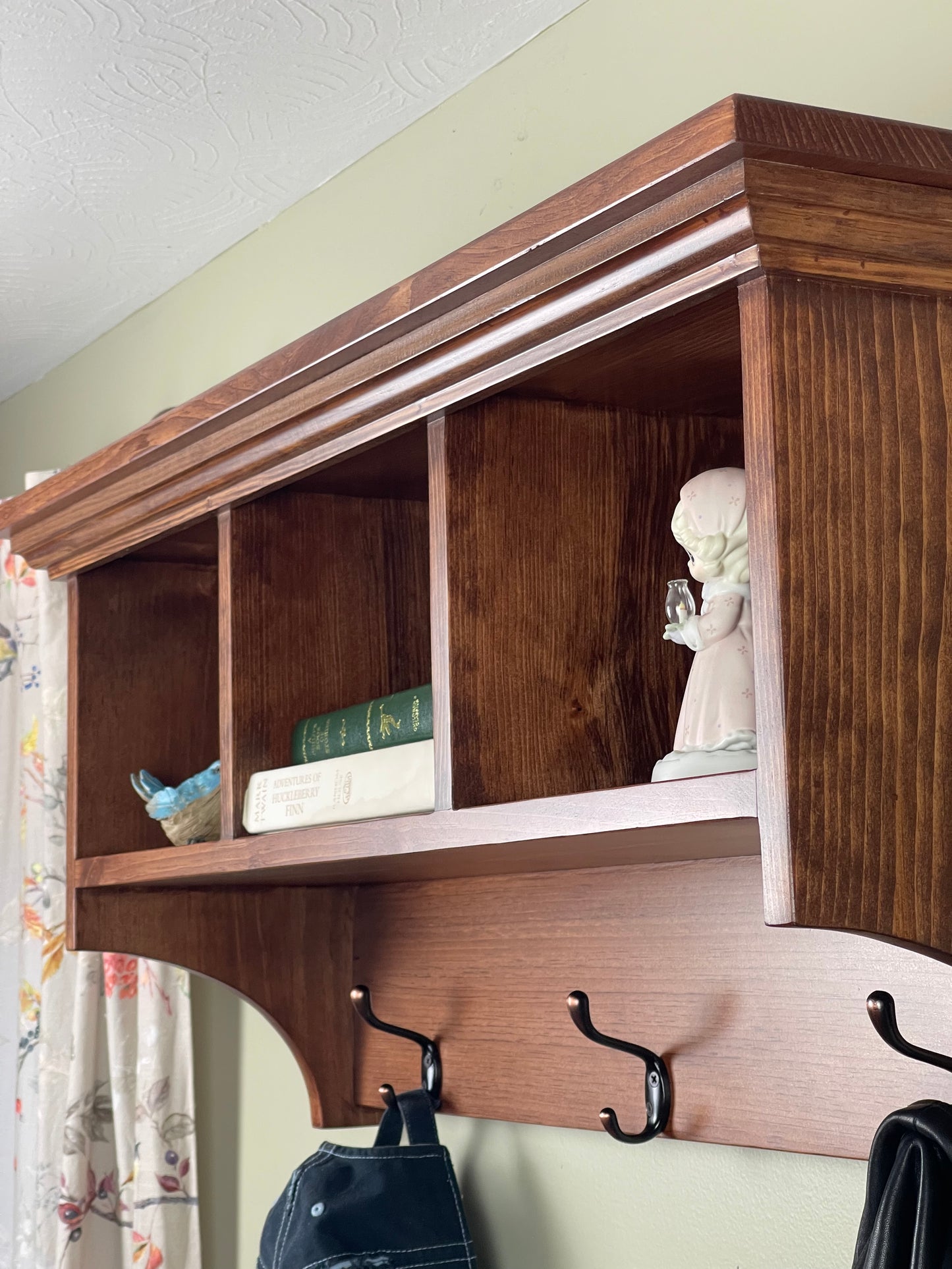 Wall Hanging Cubby Shelf with Hooks