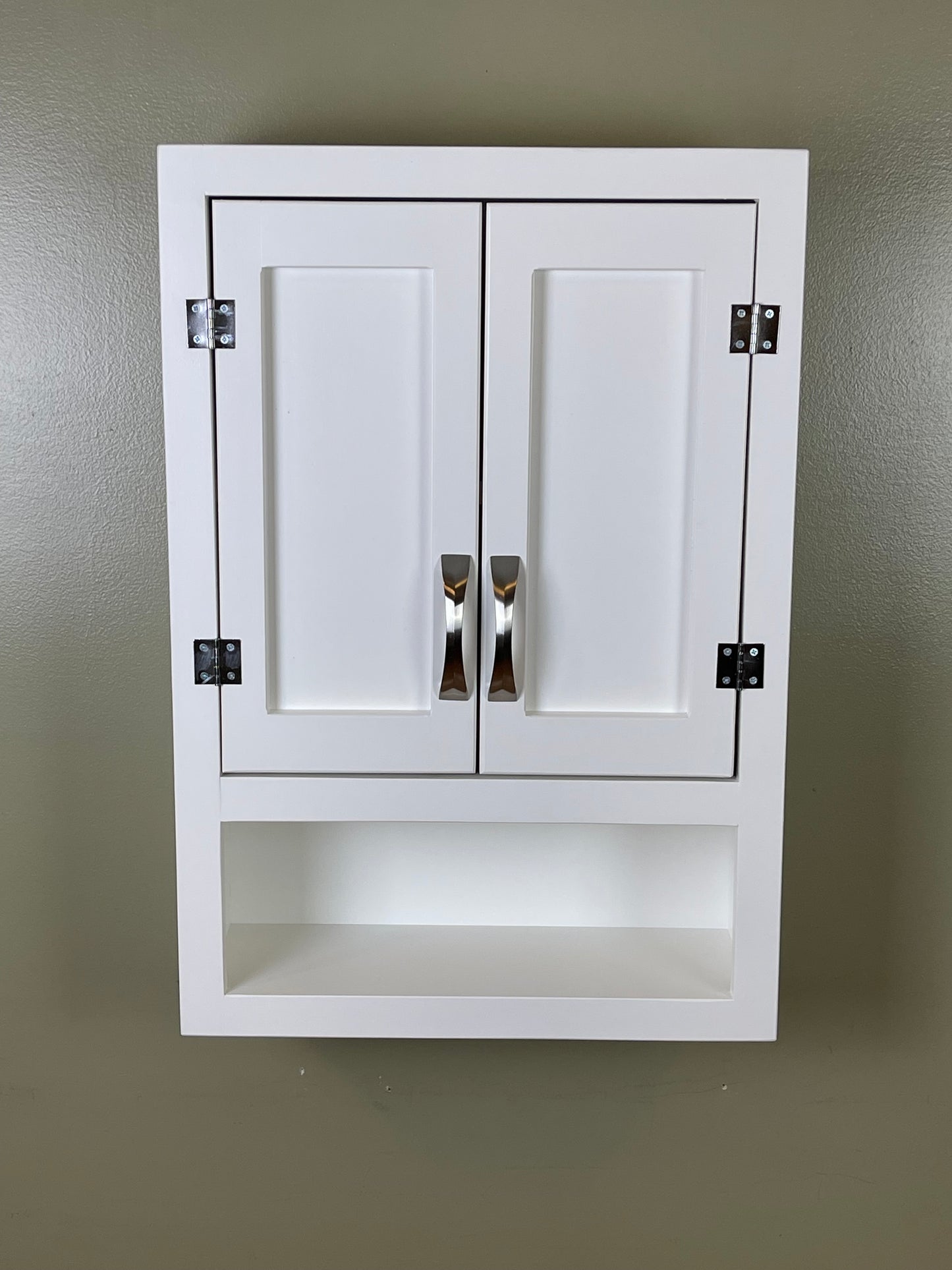 Wall Hanging Bathroom or Kitchen Cabinet with Open Cubby Below
