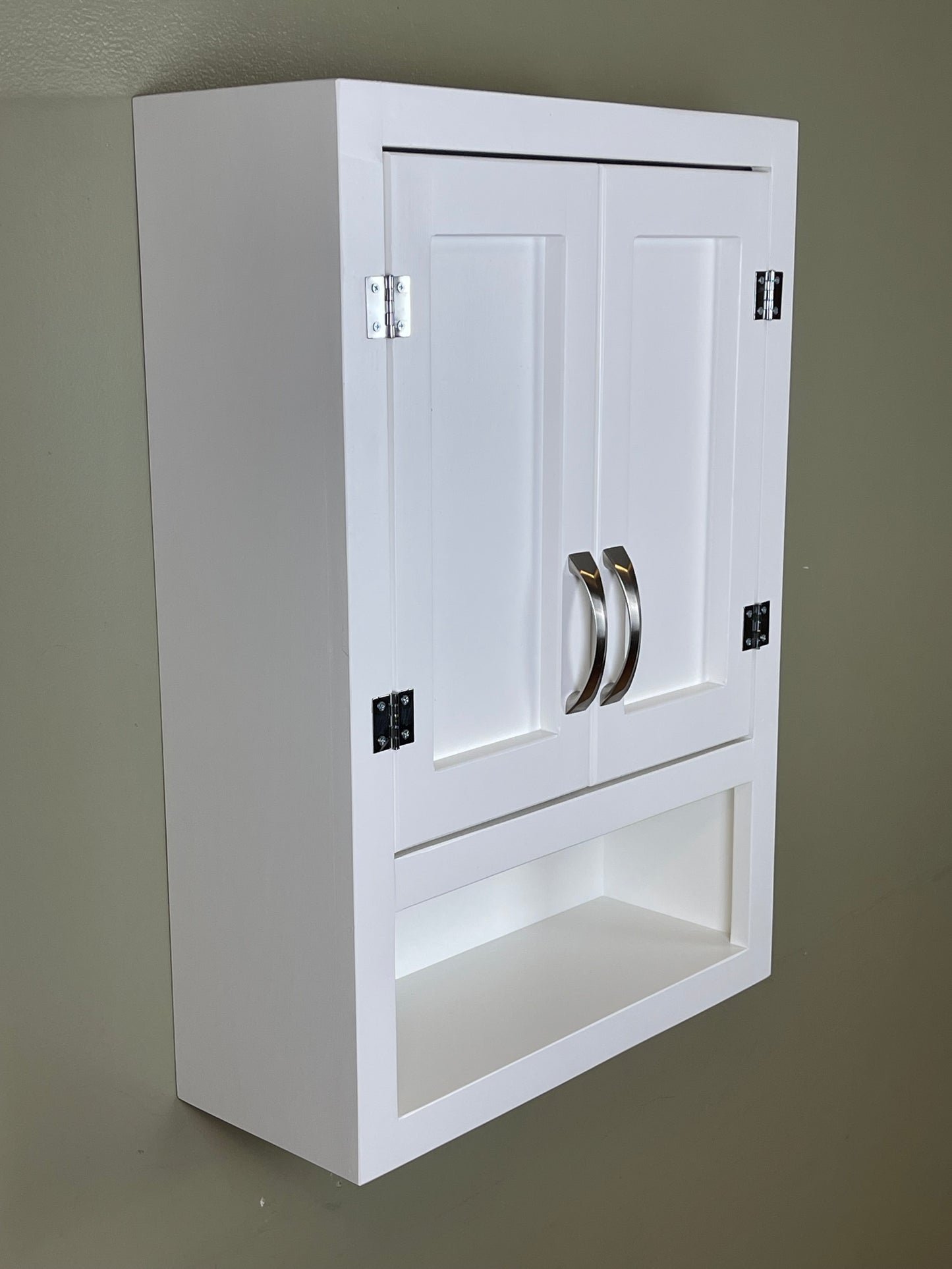 Wall Hanging Bathroom or Kitchen Cabinet with Open Cubby Below