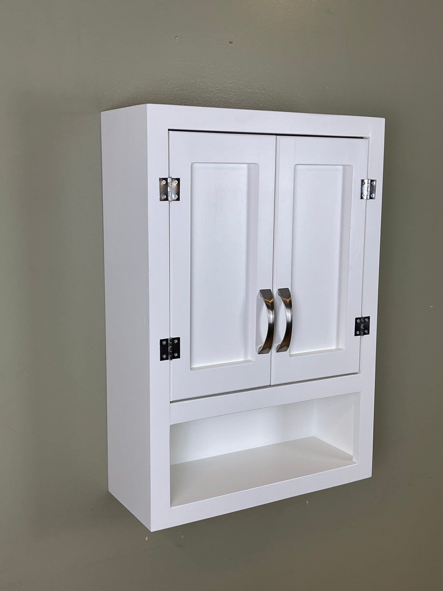 Wall Hanging Bathroom or Kitchen Cabinet with Open Cubby Below