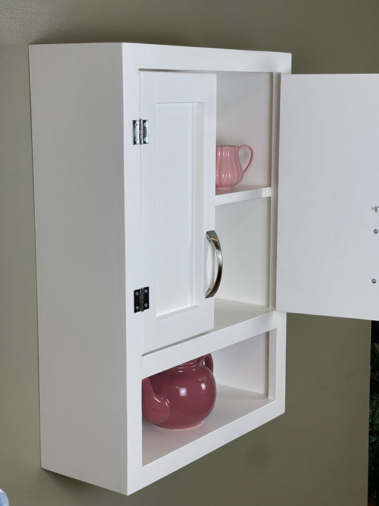 Wall Hanging Bathroom or Kitchen Cabinet with Open Cubby Below