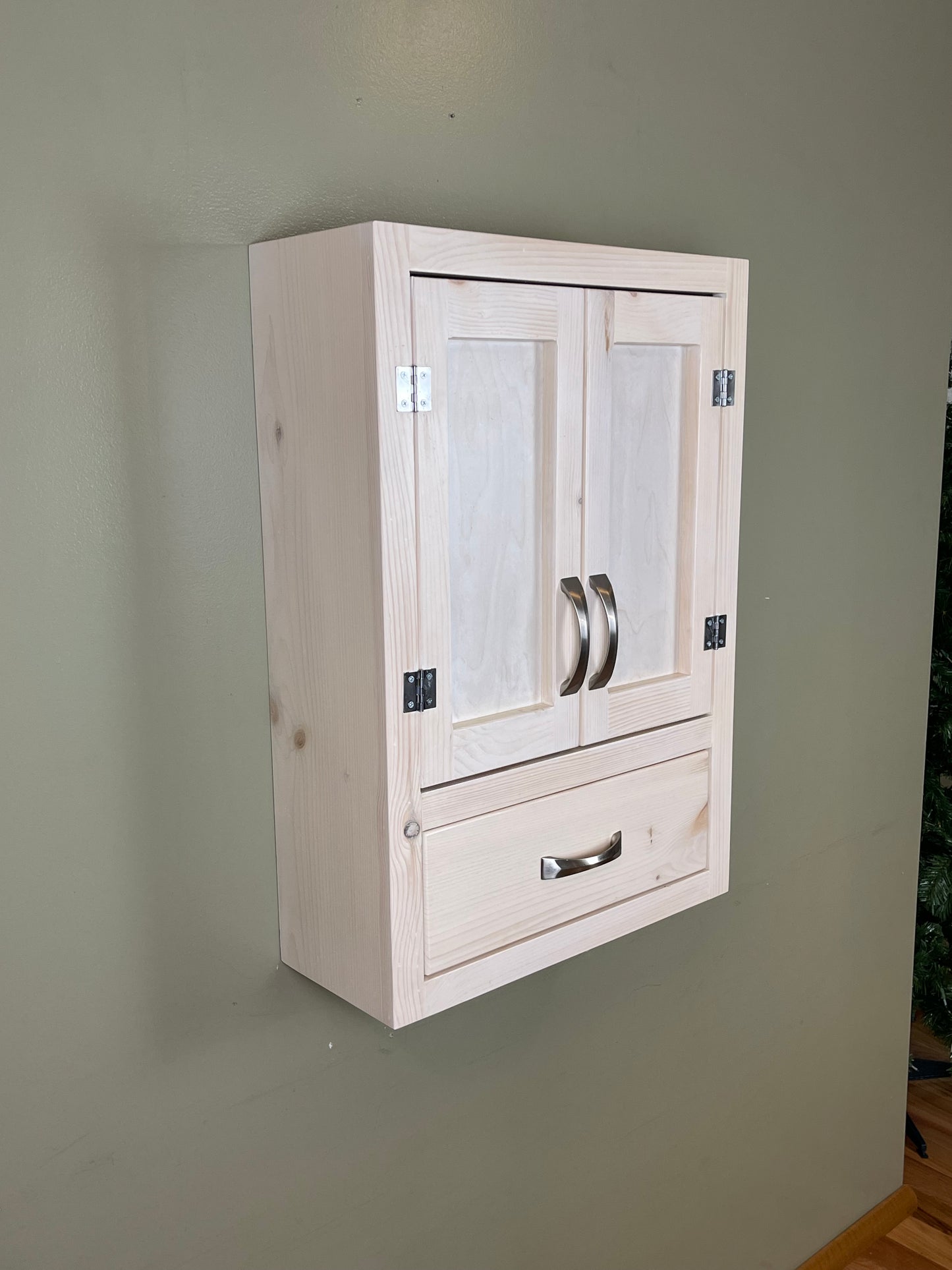 Wall Hanging Bathroom or Kitchen Cabinet with Drawer Below