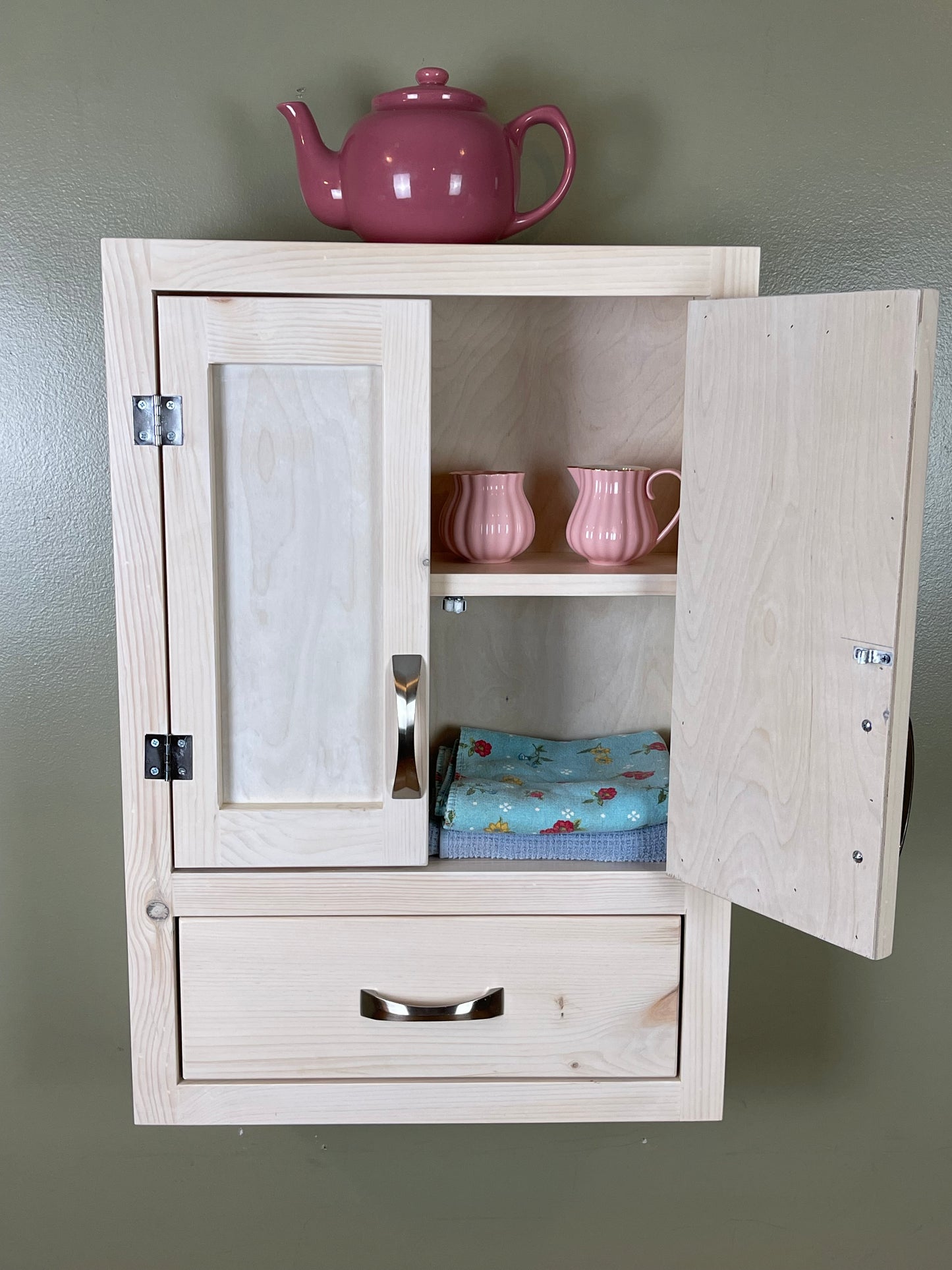 Wall Hanging Bathroom or Kitchen Cabinet with Drawer Below