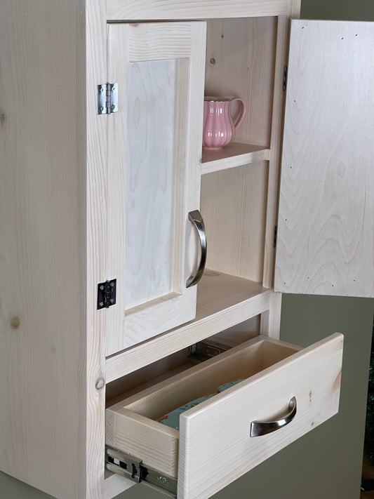 Wall Hanging Bathroom or Kitchen Cabinet with Drawer Below