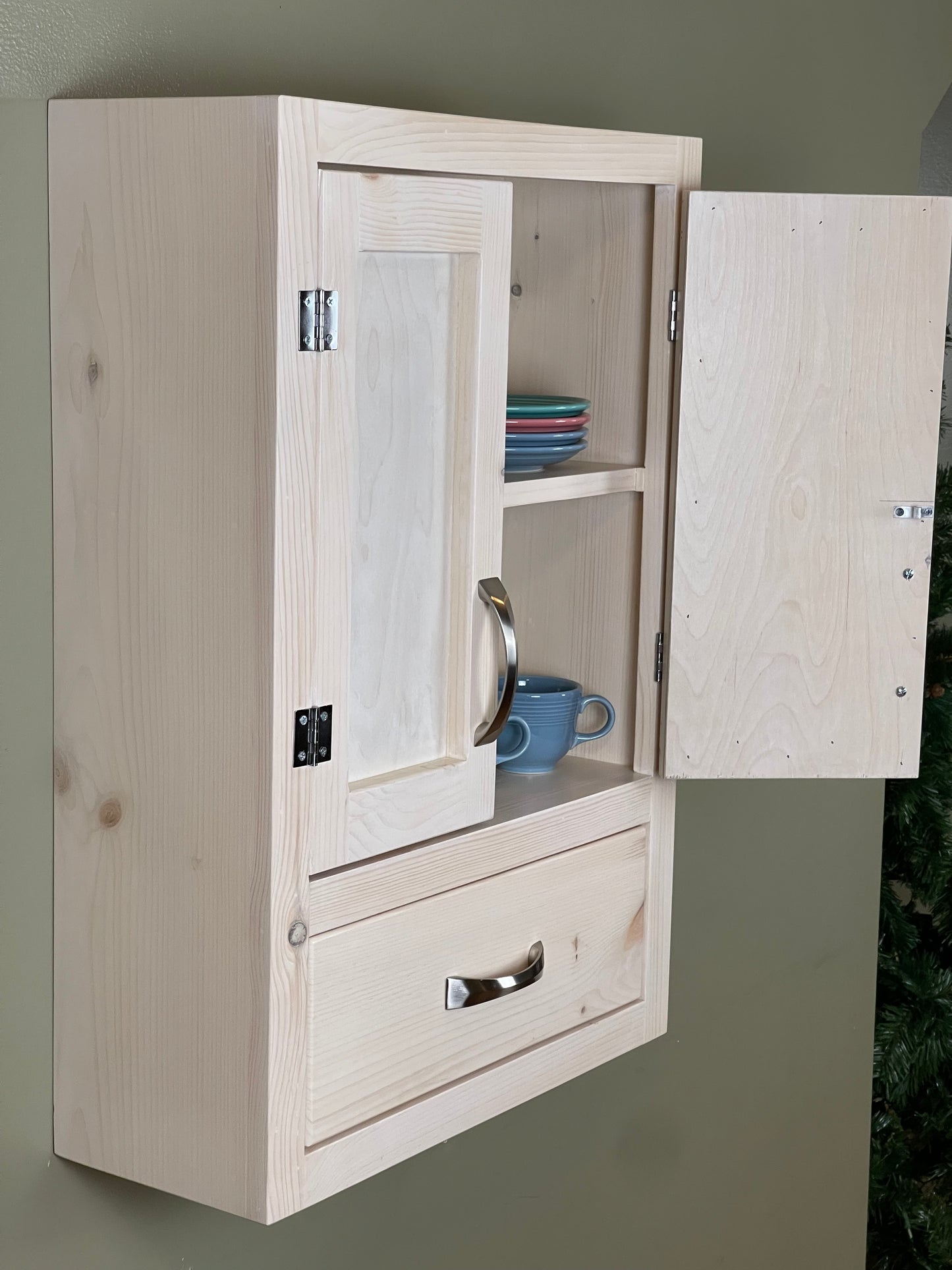 Wall Hanging Bathroom or Kitchen Cabinet with Drawer Below