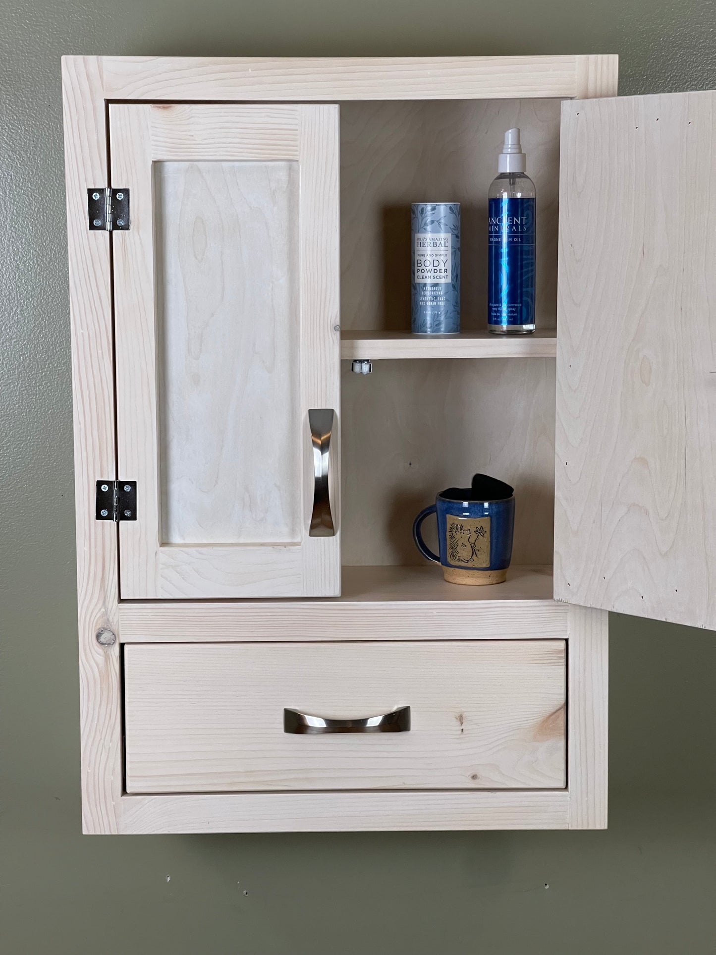 Wall Hanging Bathroom or Kitchen Cabinet with Drawer Below