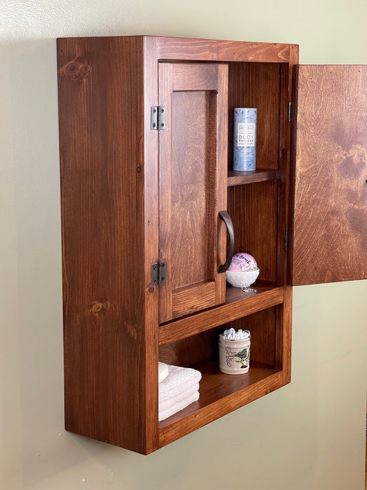 Wall Hanging Bathroom or Kitchen Cabinet with Open Cubby Below