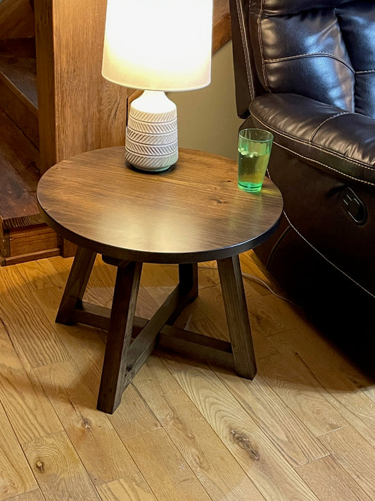 Round Wooden End Table, Coffee Table, Many colors available