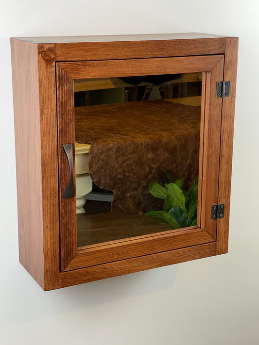 Wooden Wall Hanging Medicine Cabinet with Mirror