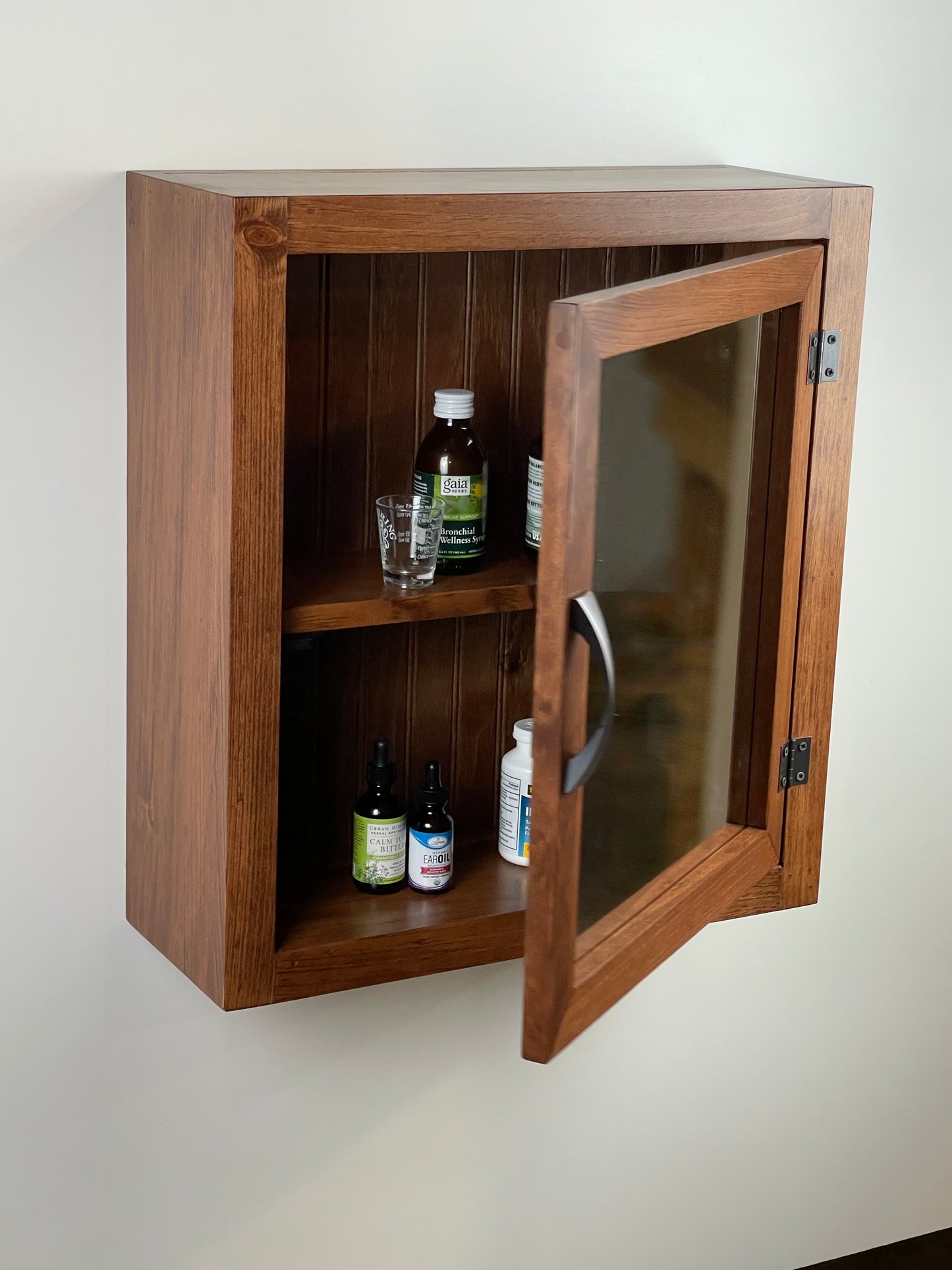 Wooden Wall Hanging Medicine Cabinet with Mirror