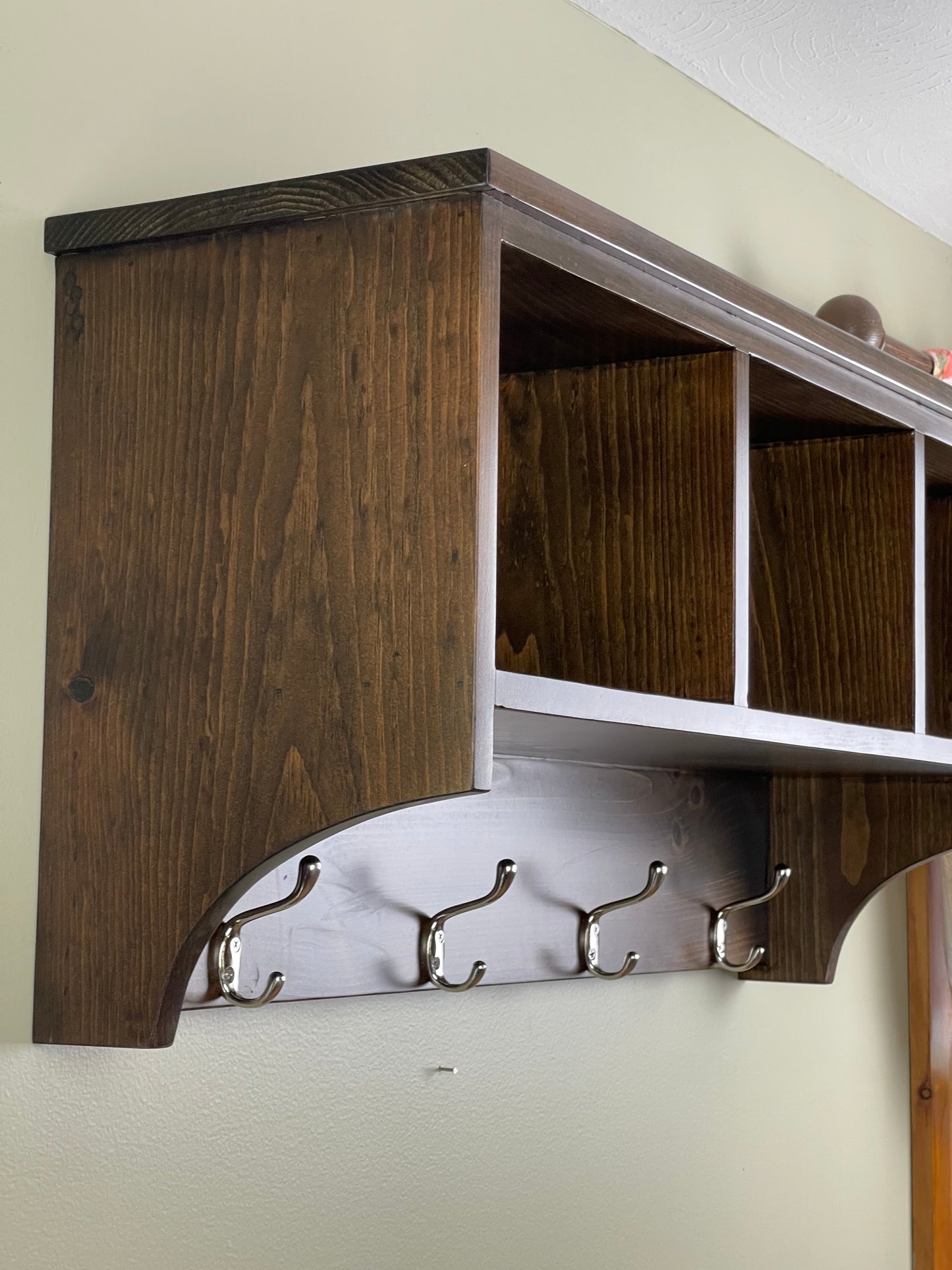 Deeper Wall Hanging Cubby Shelf with Hooks