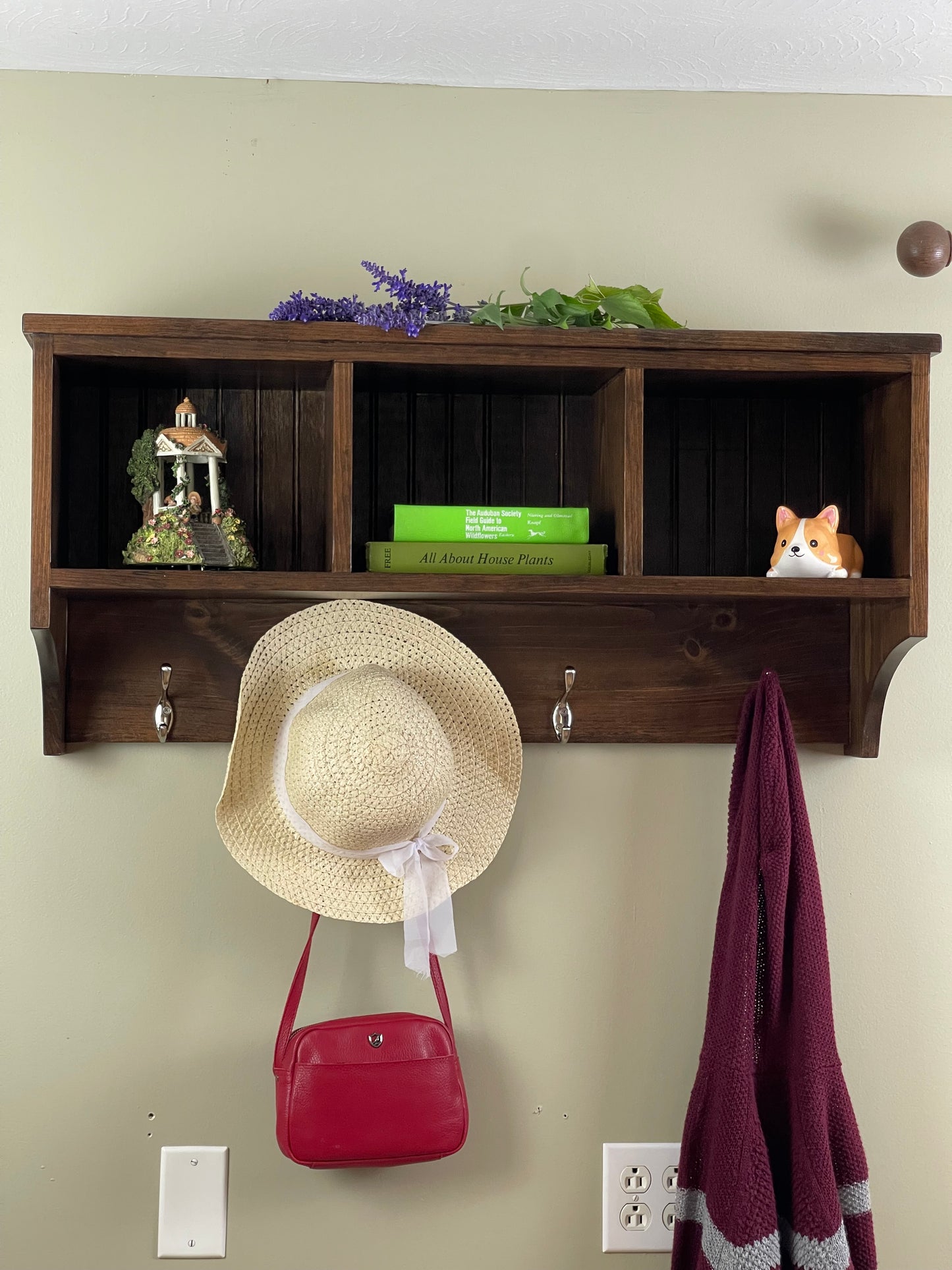 Deeper Wall Hanging Cubby Shelf with Hooks