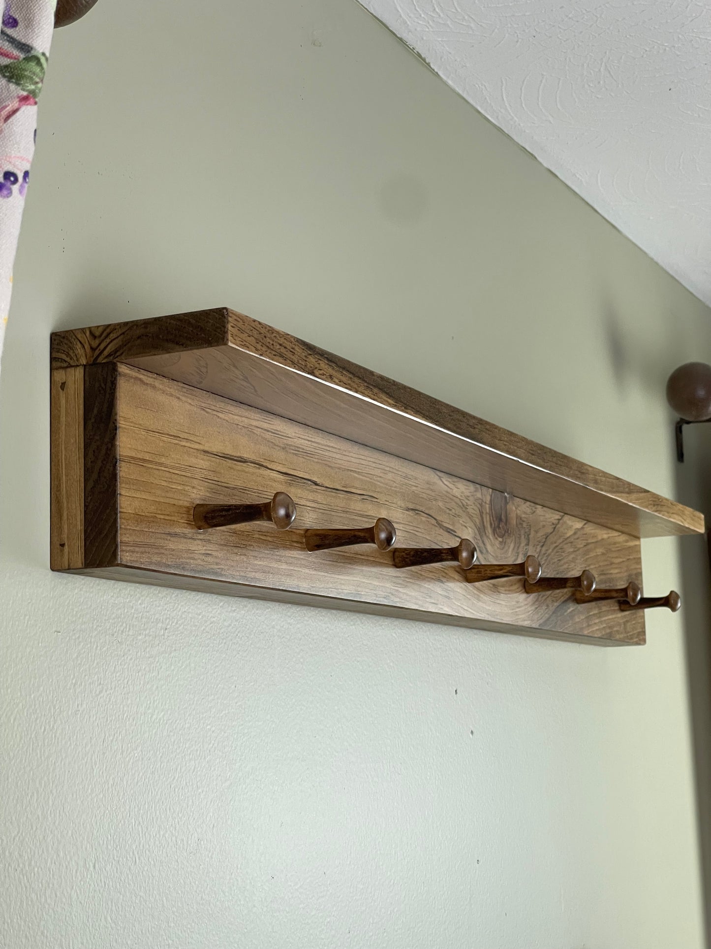 Shaker Peg Shelf, Peg Rack with ledge, Pick your color and size