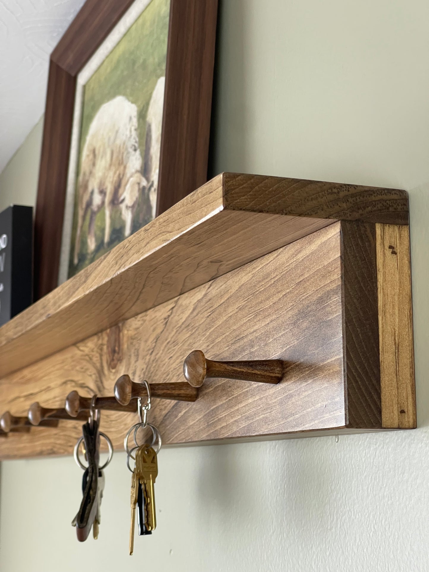 Shaker Peg Shelf, Peg Rack with ledge, Pick your color and size