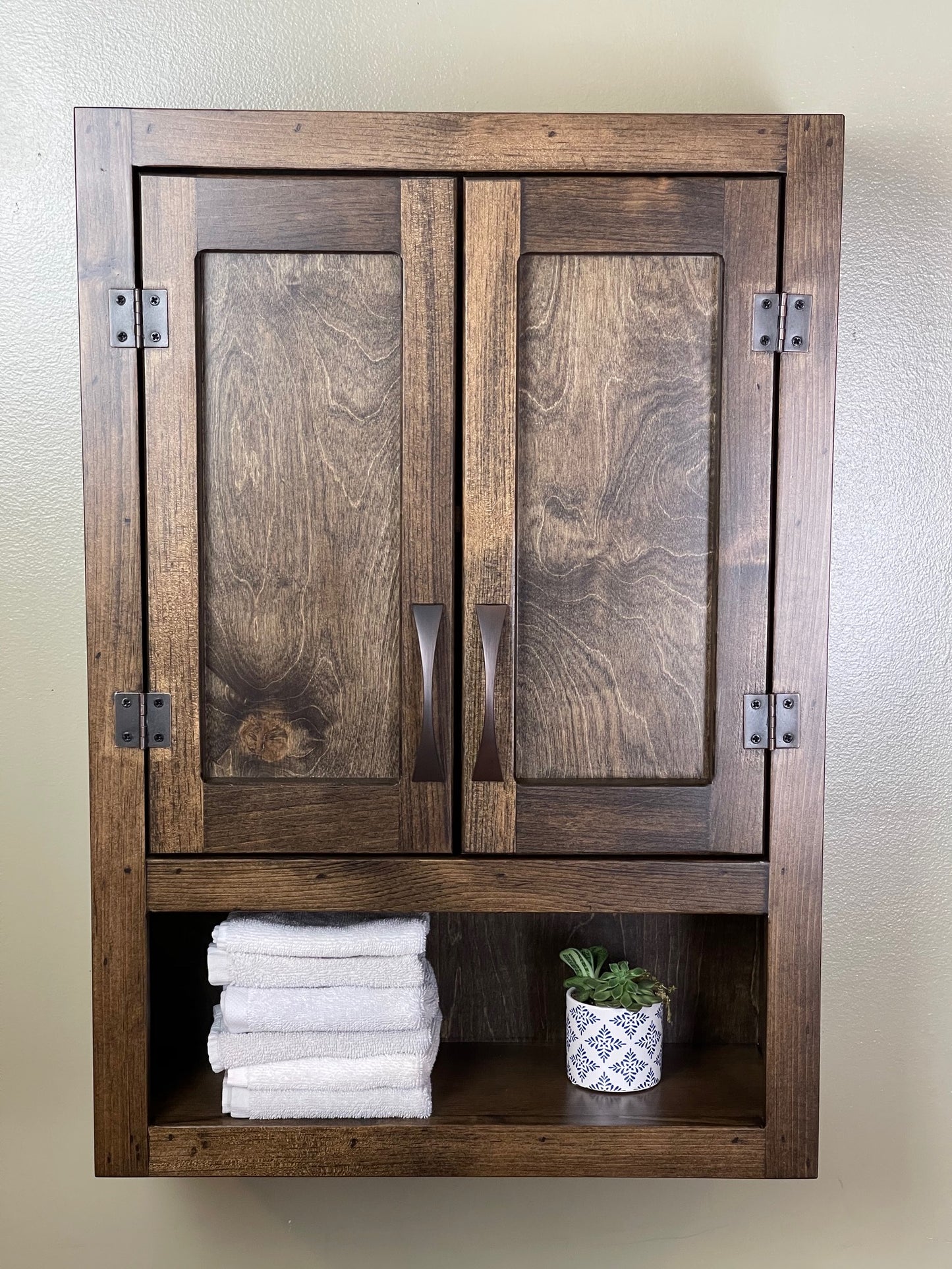 Wall Hanging Bathroom or Kitchen Cabinet with Open Cubby Below