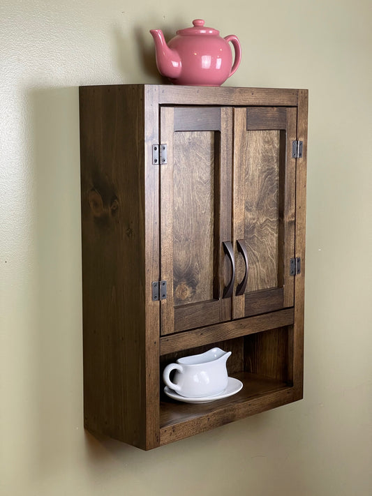 Wall Hanging Bathroom or Kitchen Cabinet with Open Cubby Below