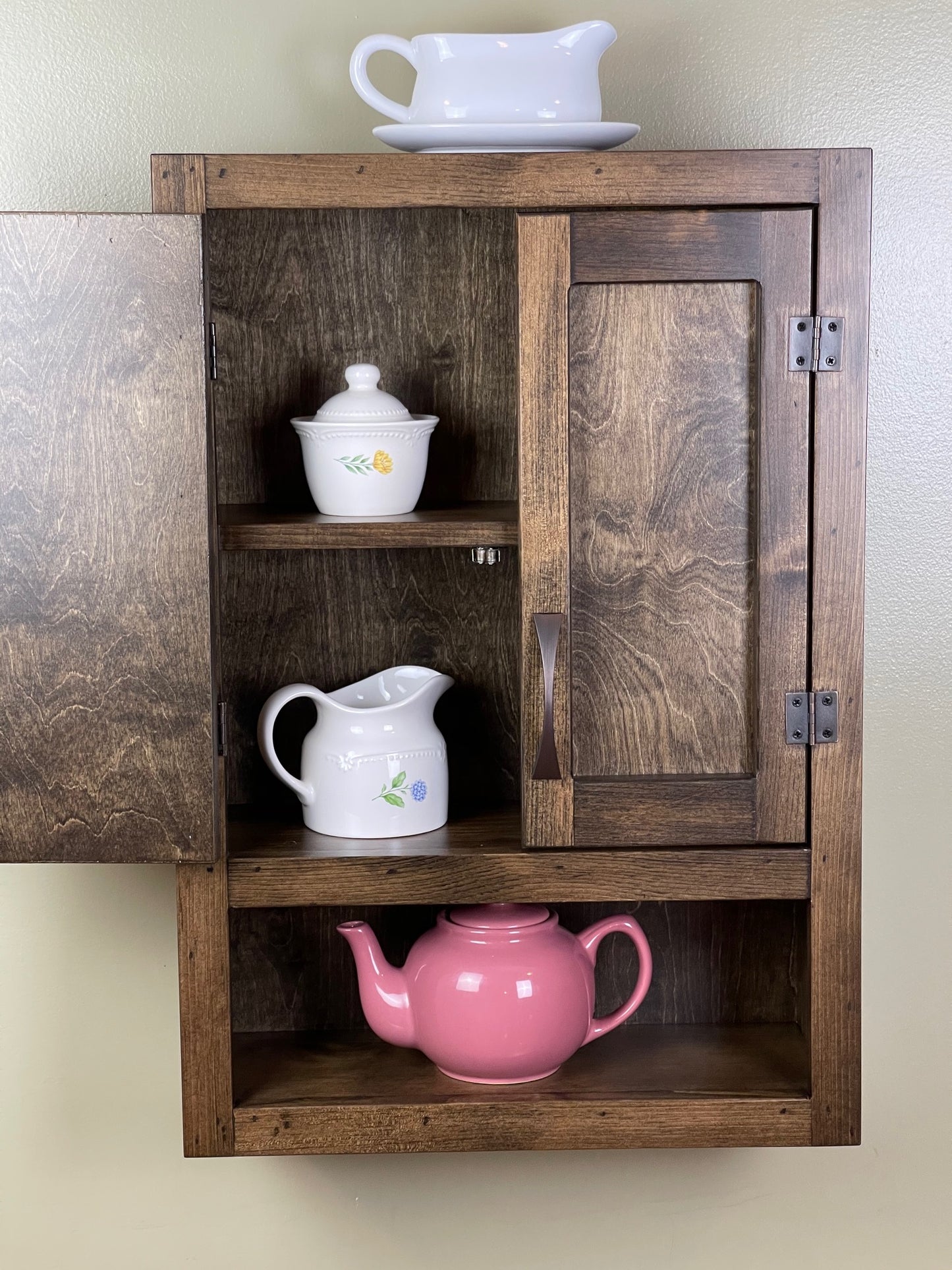 Wall Hanging Bathroom or Kitchen Cabinet with Open Cubby Below