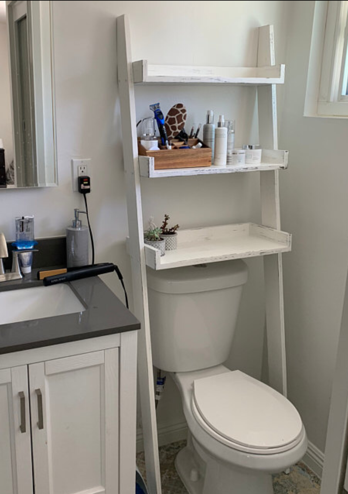 Over the Toilet Ladder Shelf