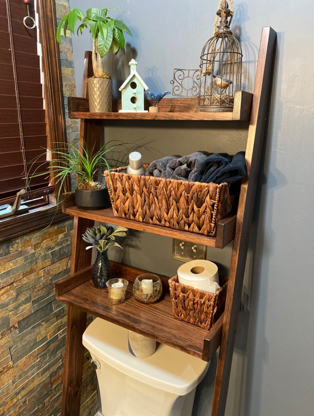 Over the Toilet Ladder Shelf