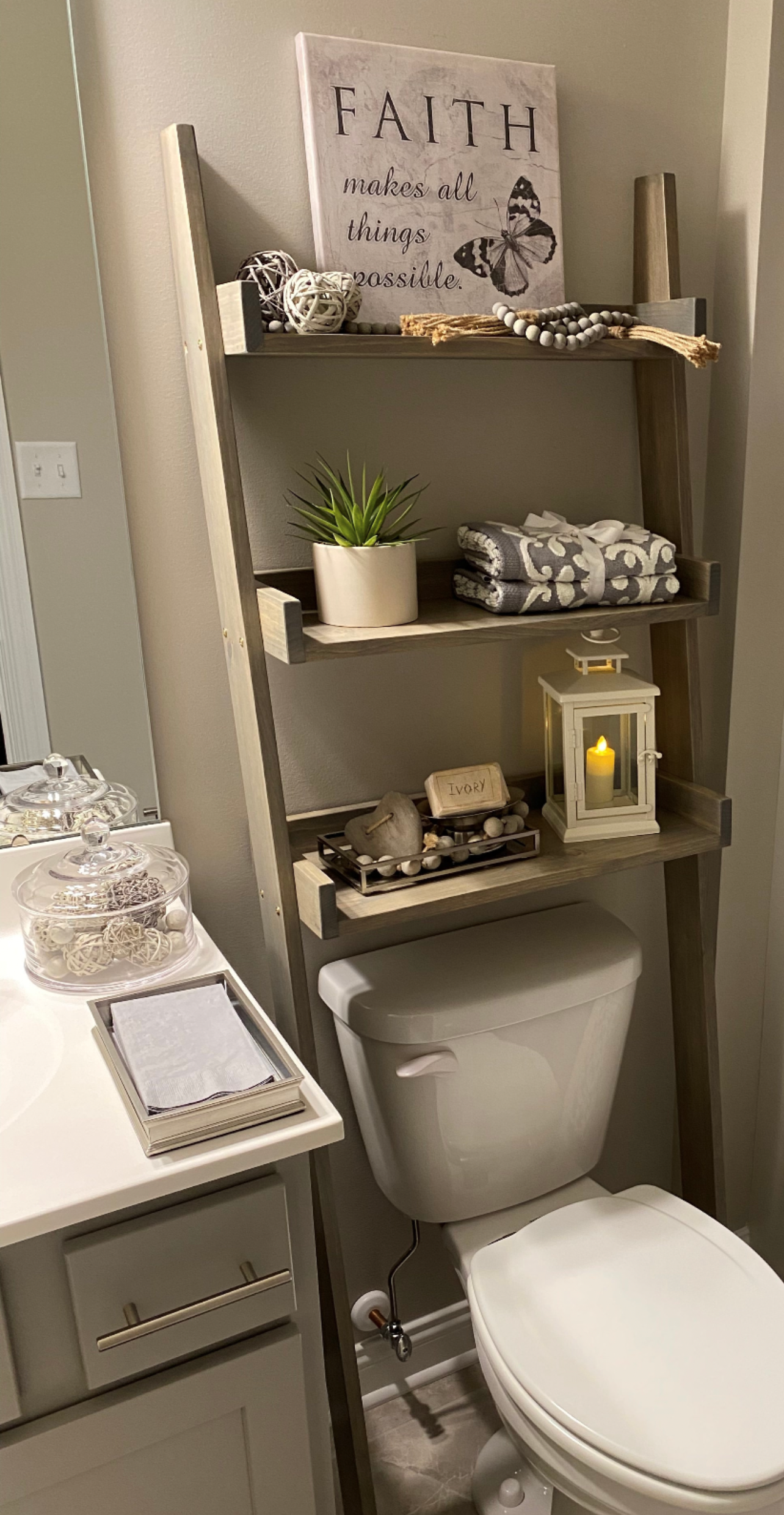 Over the Toilet Ladder Shelf