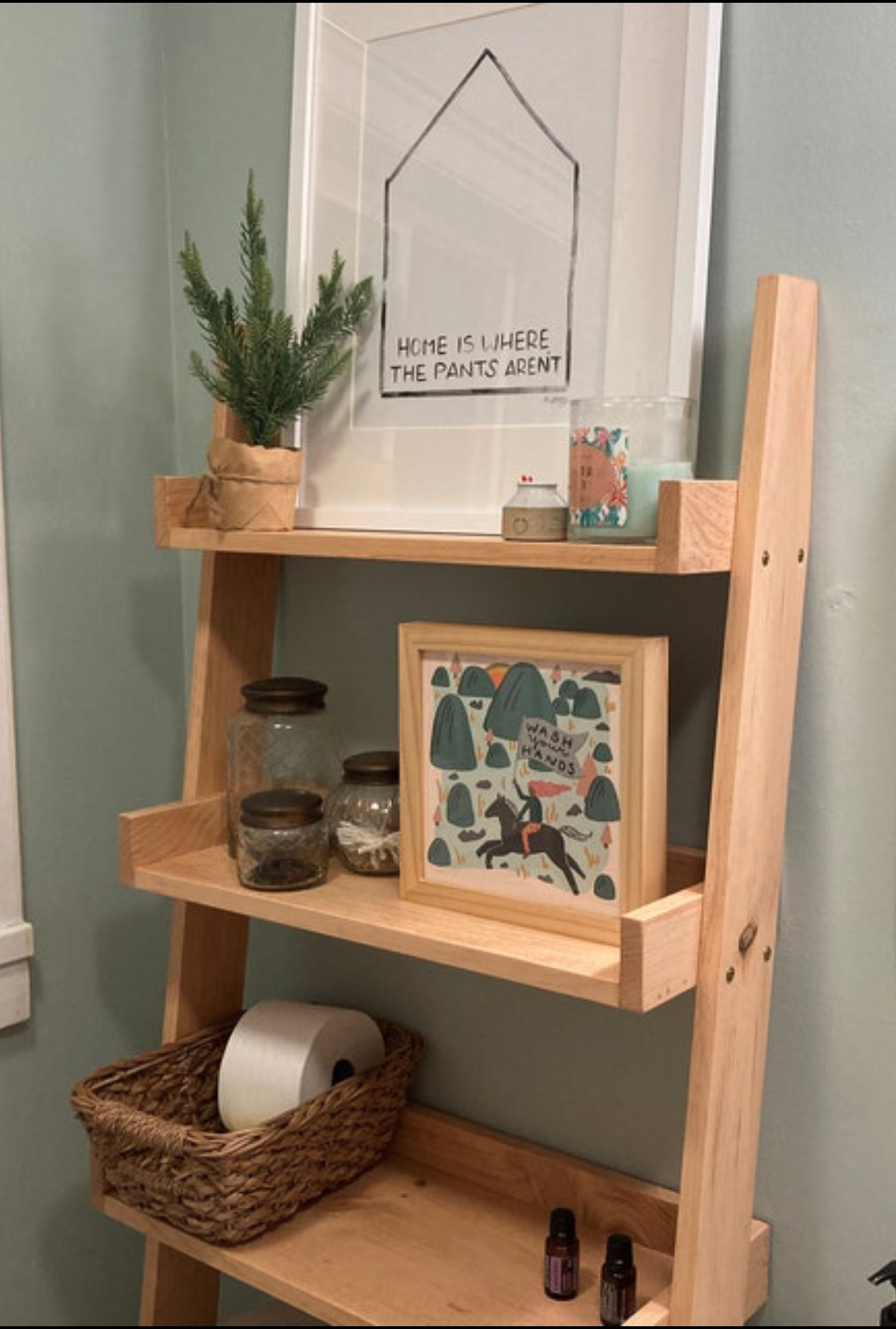 Over the Toilet Ladder Shelf