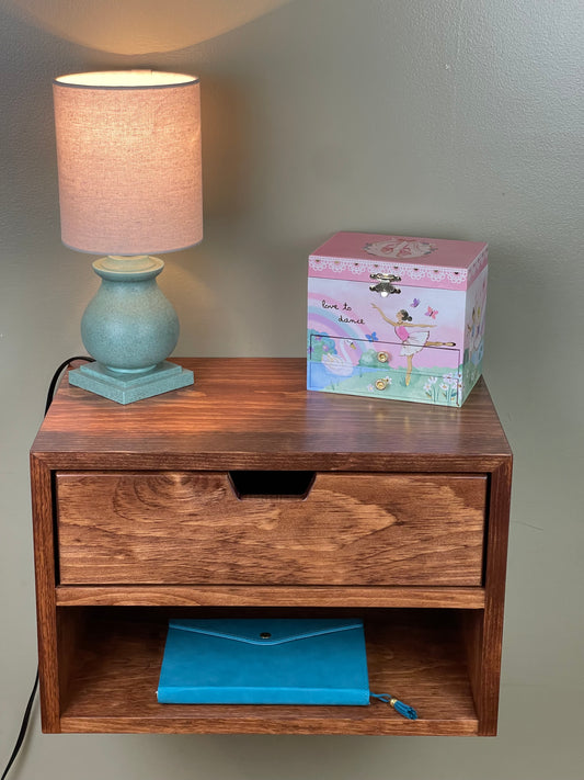 Large Floating Nightstand with Drawer, Bedside Table, Many colors, Buy a pair and save