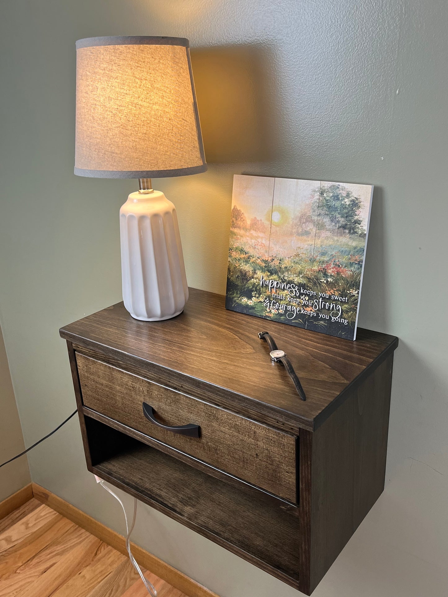 Pair of Floating Nightstands. Large Bedside Tables with drawer, Many colors available