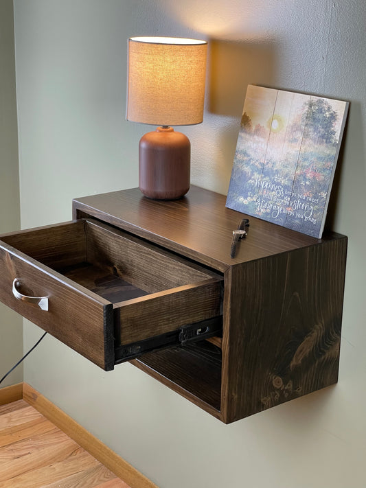 Large Floating Nightstand, Bedside Table with drawer, Buy 2 and save, many colors available