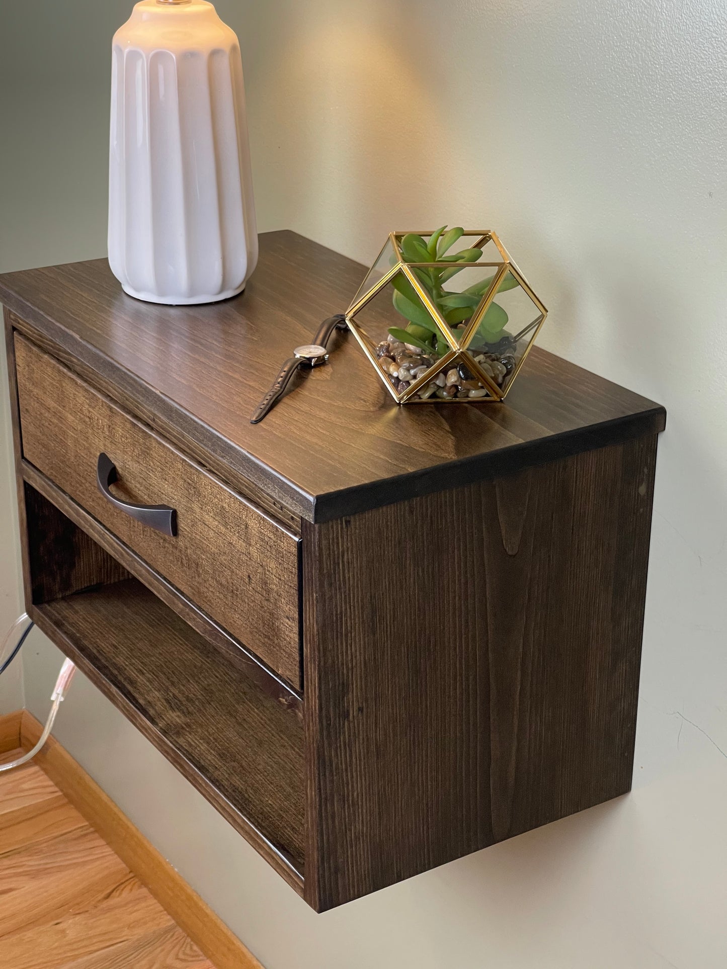 Pair of Floating Nightstands. Large Bedside Tables with drawer, Many colors available