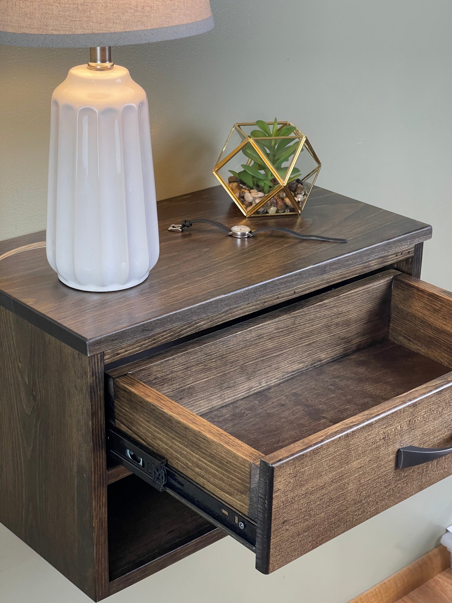 Pair of Floating Nightstands. Large Bedside Tables with drawer, Many colors available