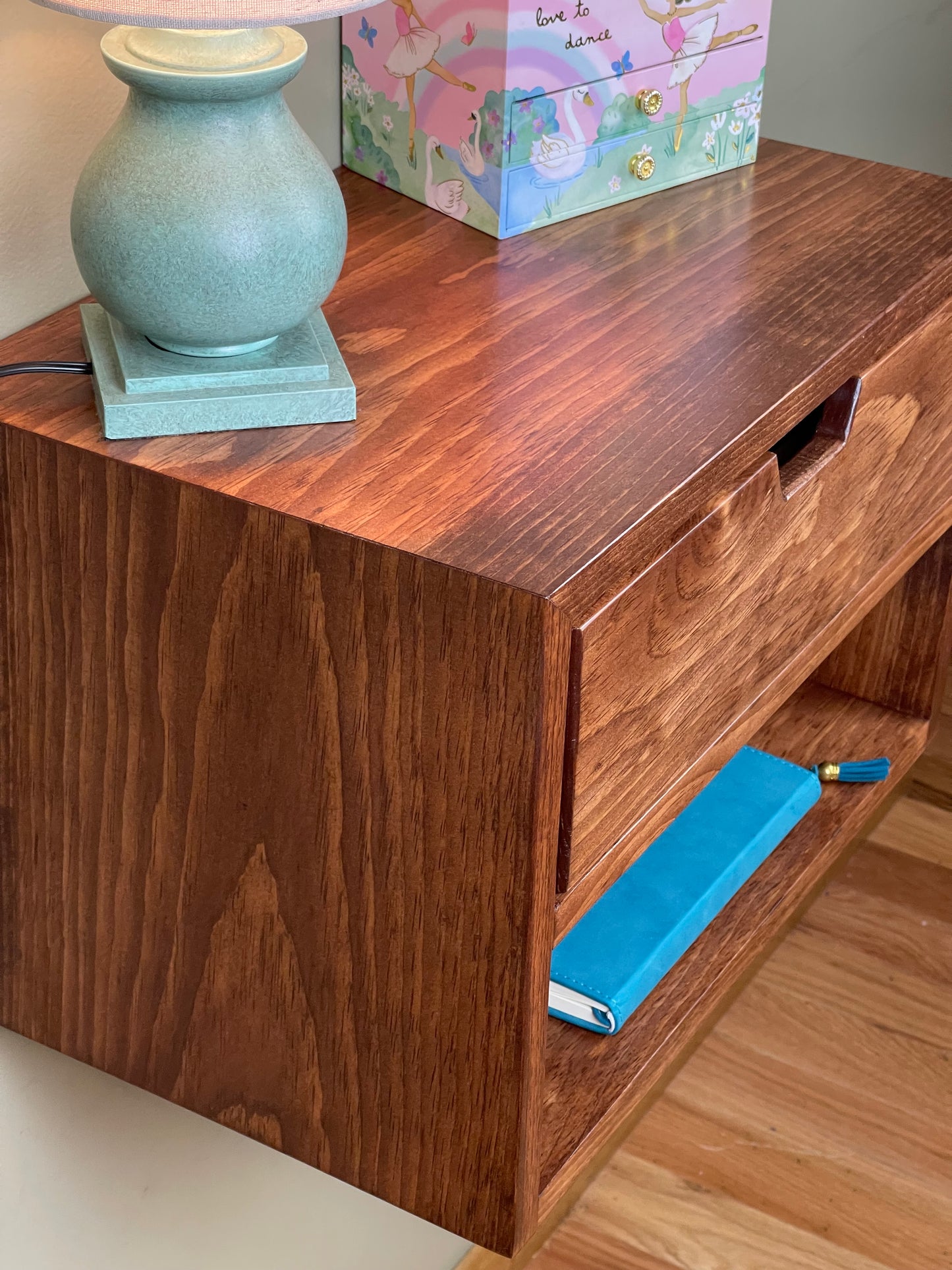 Large Floating Nightstand with Drawer, Bedside Table, Many colors, Buy a pair and save