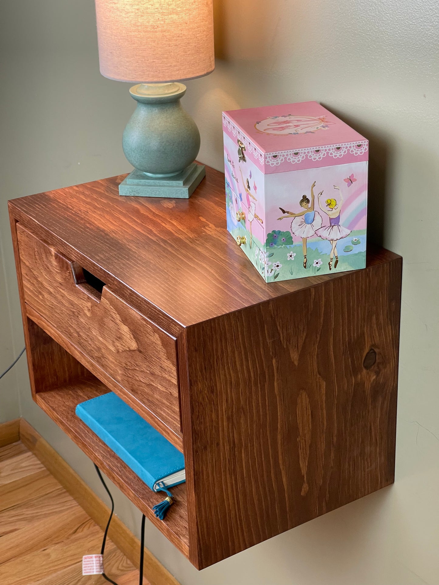 Large Floating Nightstand with Drawer, Bedside Table, Many colors, Buy a pair and save