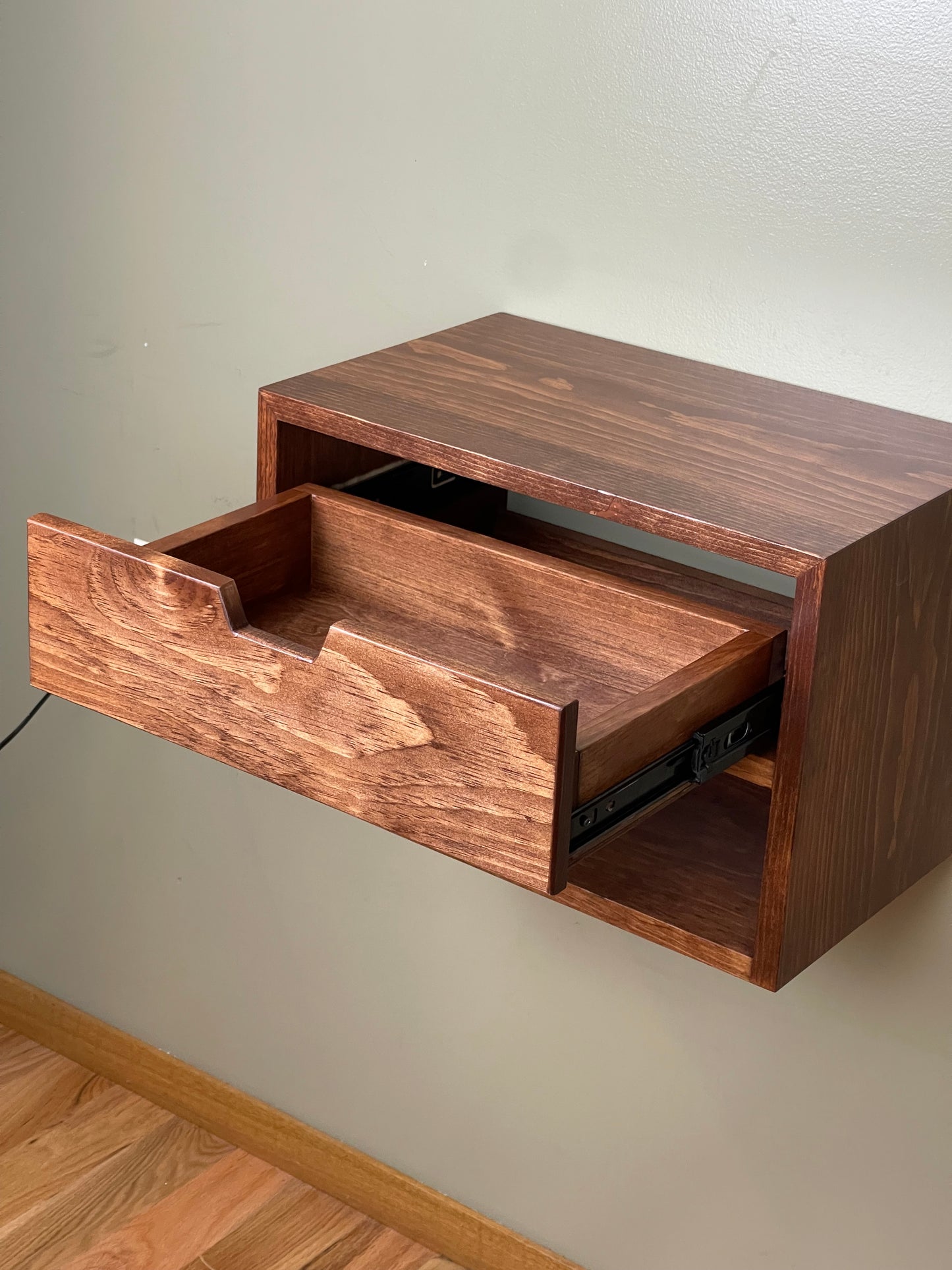 Large Floating Nightstand with Drawer, Bedside Table, Many colors, Buy a pair and save