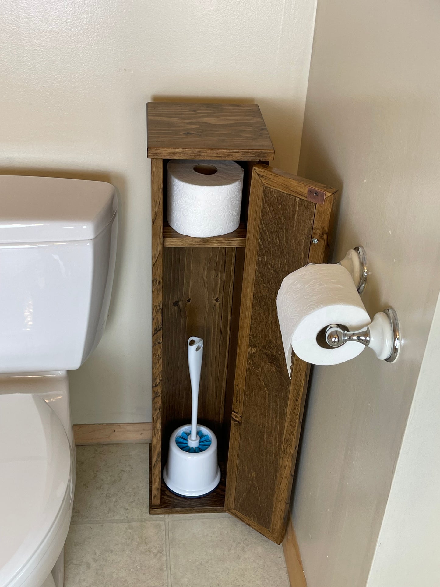 Bathroom Plunger and Toilet Paper Cabinet