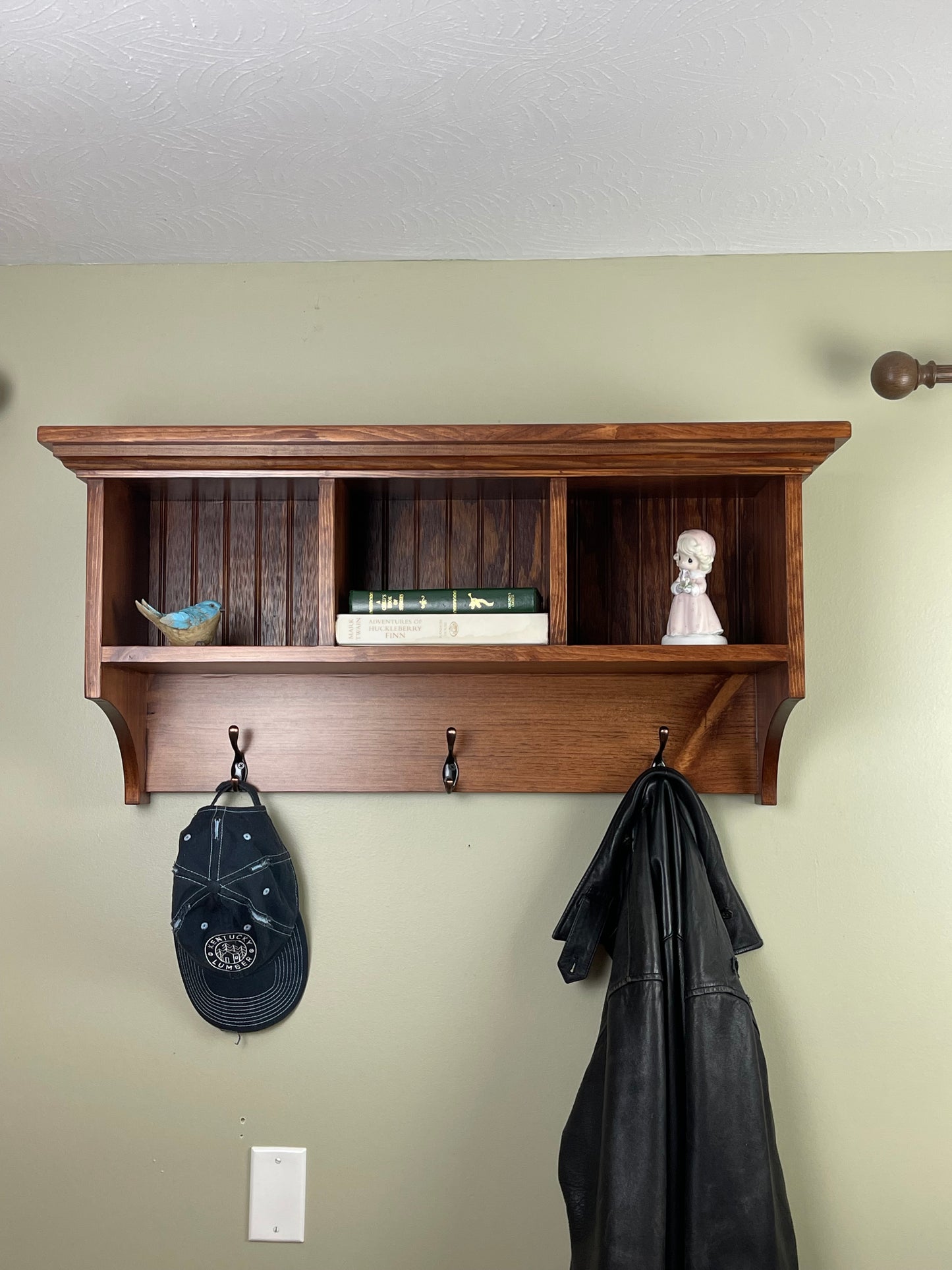 Wall Hanging Cubby Shelf with Hooks