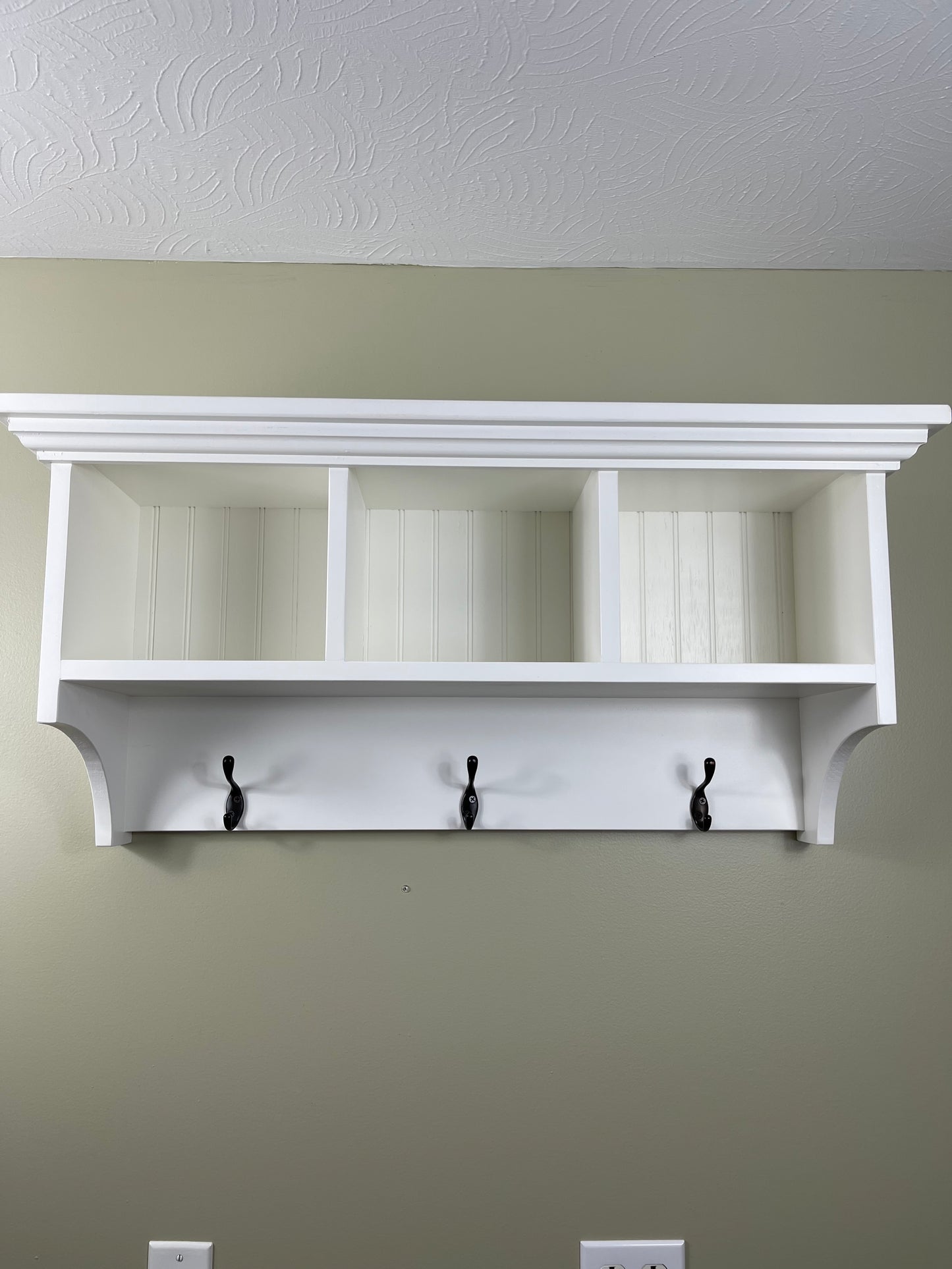 Wall Hanging Cubby Shelf with Hooks