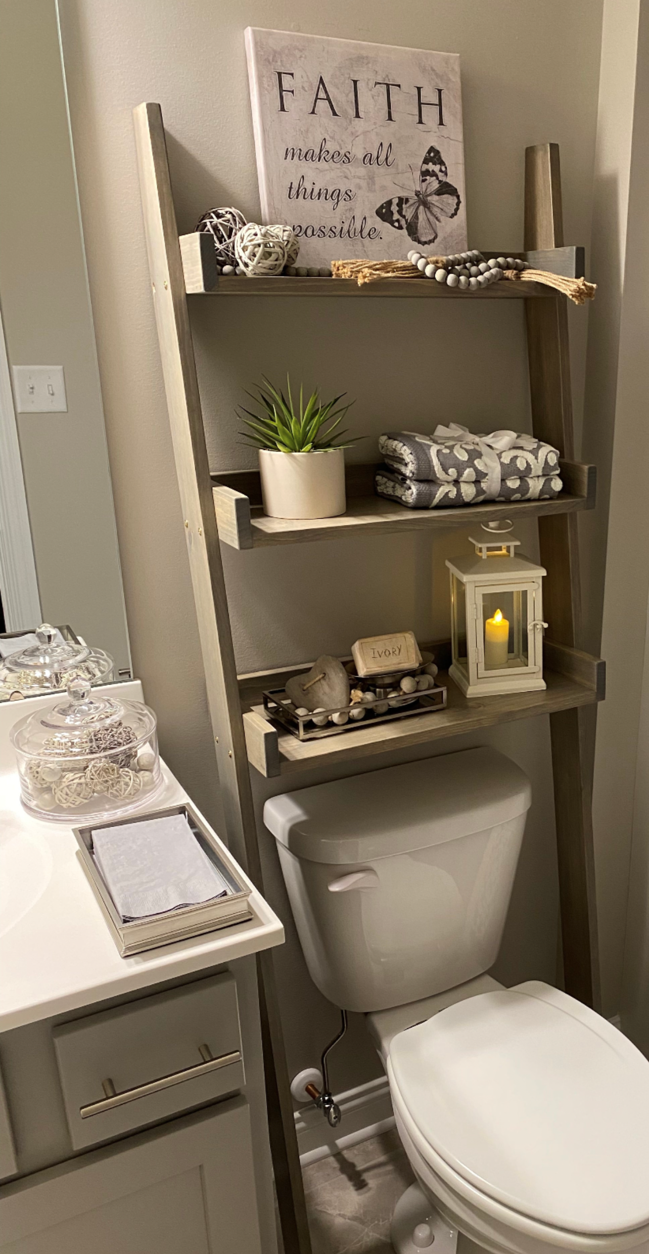 Bathroom Ladder Shelf with Towel Bar - The McGarvey Workshop