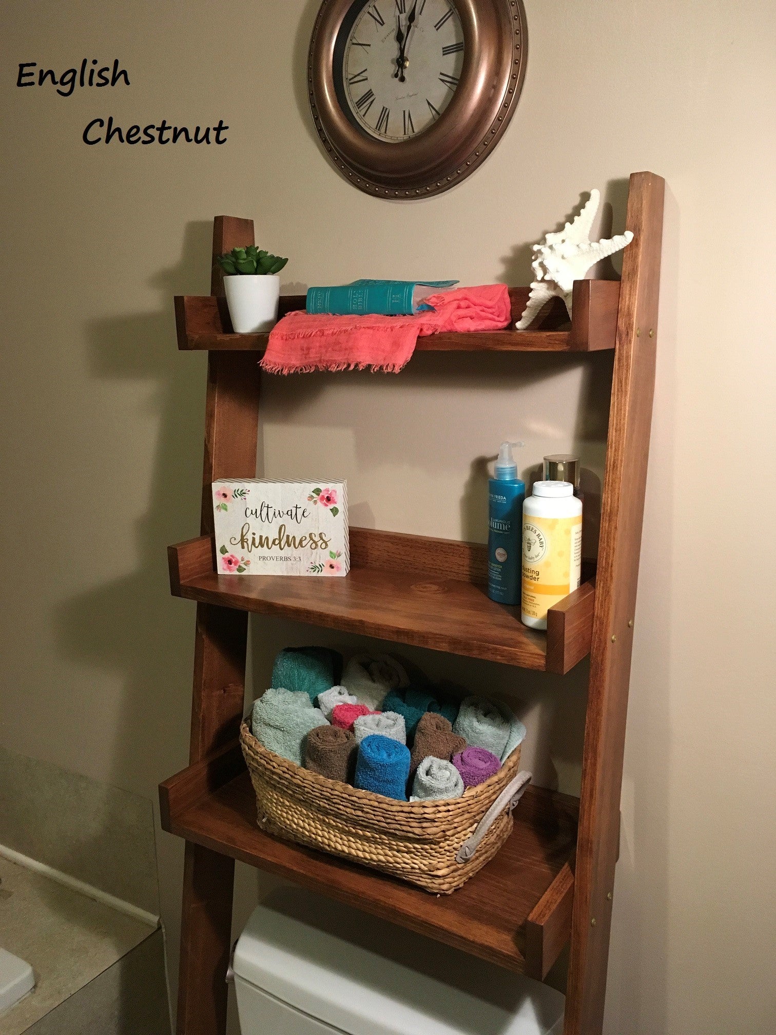 Over-the-toilet Ladder Shelf – TheRusticFurniture